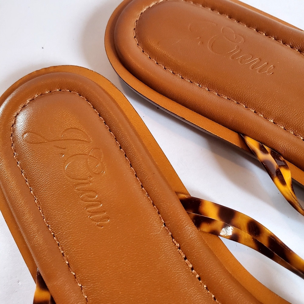 J. Crew Brown Leopard Leather Sandals Size 8.5 - Picture 2 of 5
